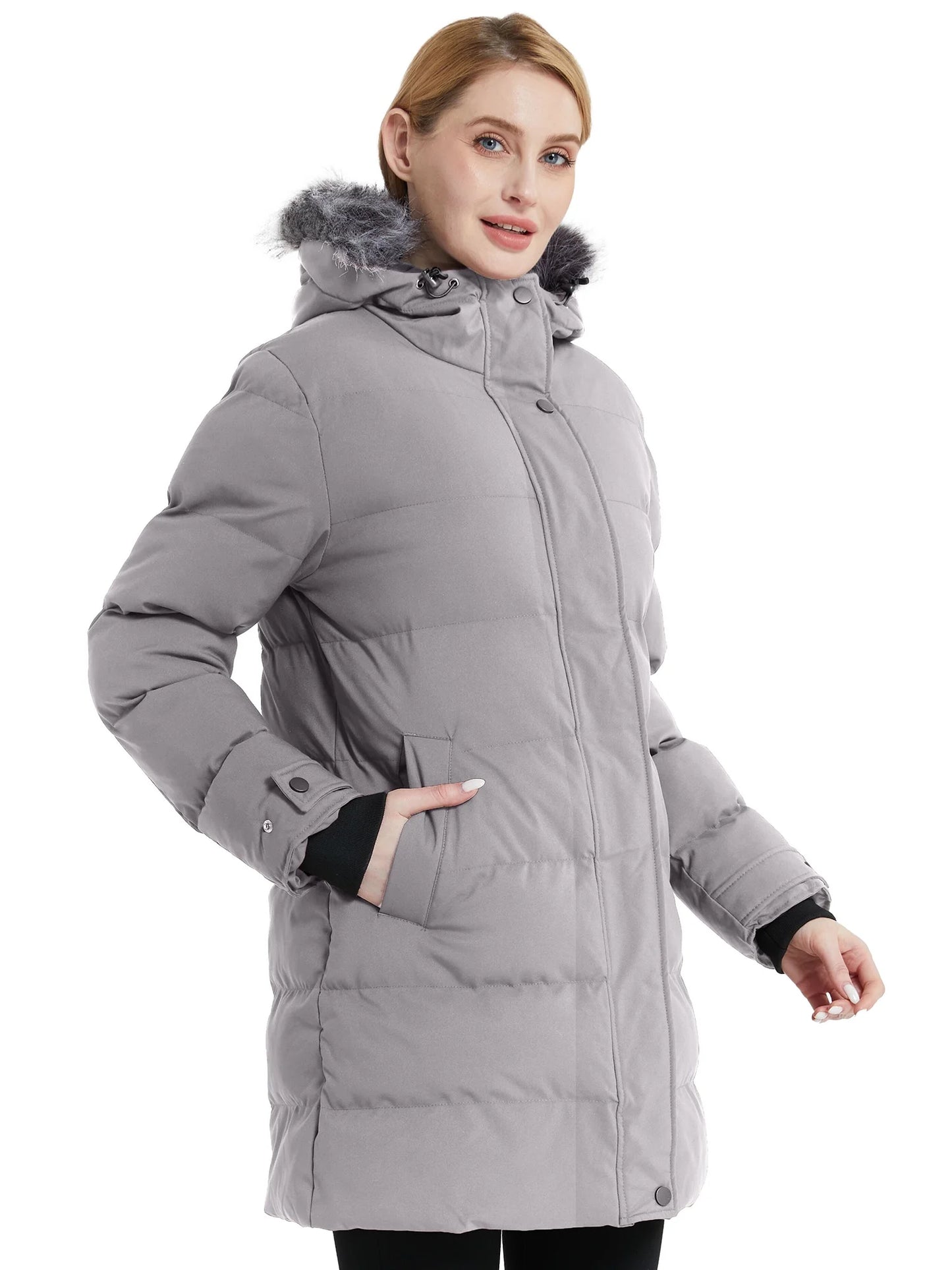 Women'S Winter Coat Thicken Puffer Jacket Long Parka Coat Blue L